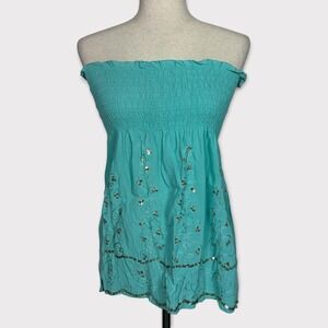 Y2k Magazine Sequin Embroidered Tube Top Large Festival Fairy Boho